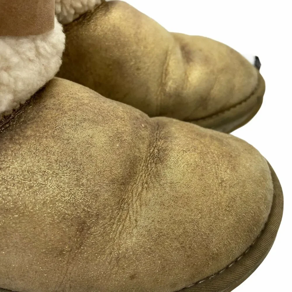 Snow Boot Australia Luxe Collective Tan Shearling Fold Over Size 6 Cozy Winter